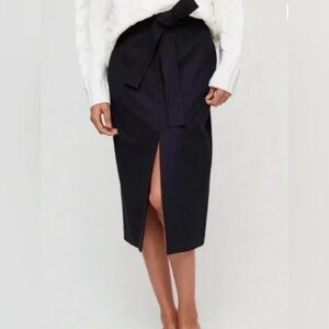 Aritzia Wilfred Navy Pencil Skirt with Bow
